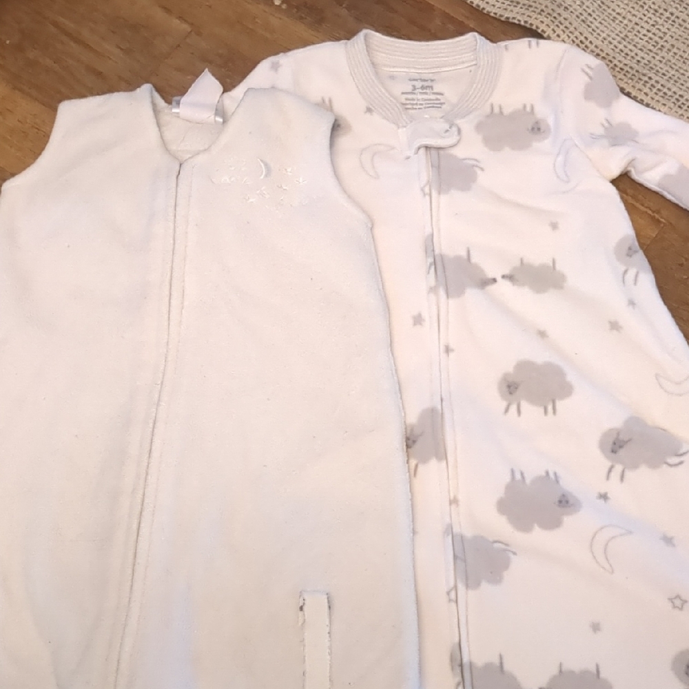 Carter's White and Gray Sleep Sacks Cozy Pajamas